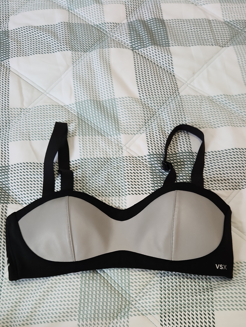 VSX Black and Light Gray Padded Sports Bra Fits 34 B